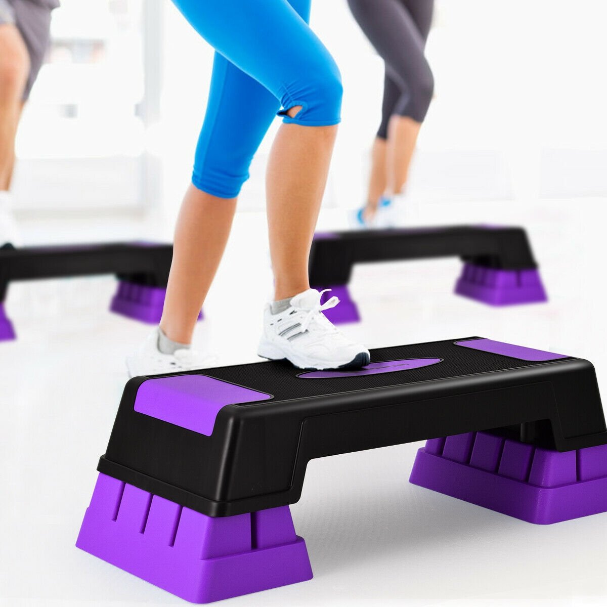 Aerobic Exercise Stepper Trainer with Adjustable Height 5"-7"-9", Purple at Gallery Canada