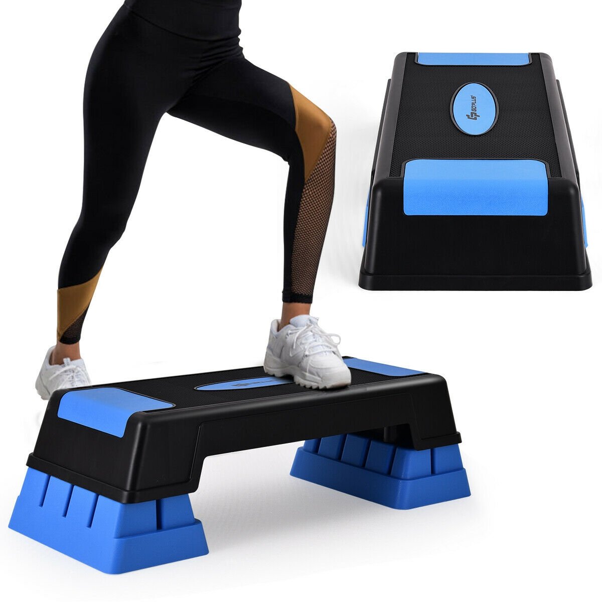 Aerobic Exercise Stepper Trainer with Adjustable Height, Blue at Gallery Canada