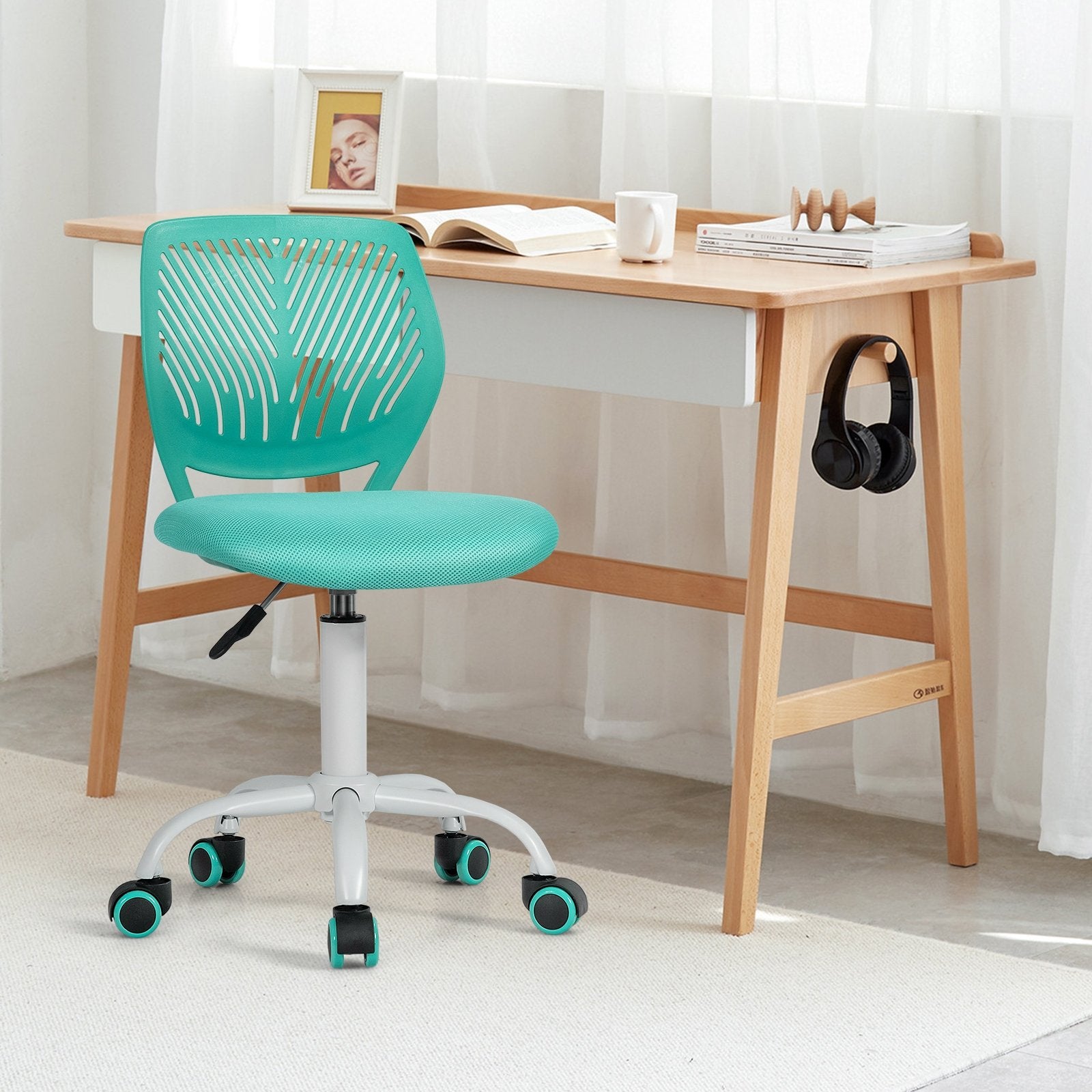 Kids Desk Chair with Adjustable Height and Lumbar Support, Turquoise - Gallery Canada