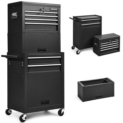 6-Drawer Tool Chest With Heightening Cabinet, Black