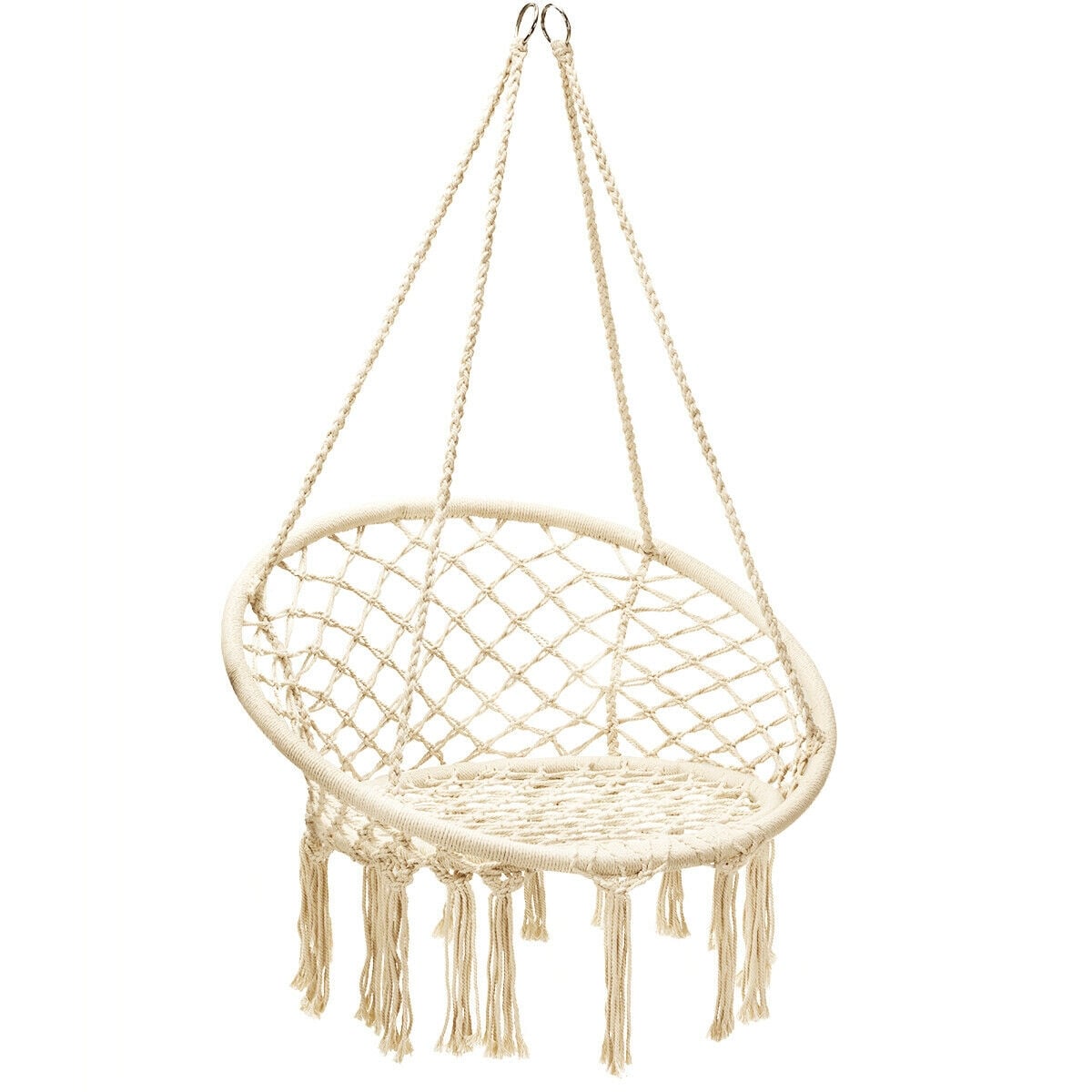 Hanging Macrame Hammock Chair, Handwoven Cotton Backrest, Natural Hammocks at Gallery Canada