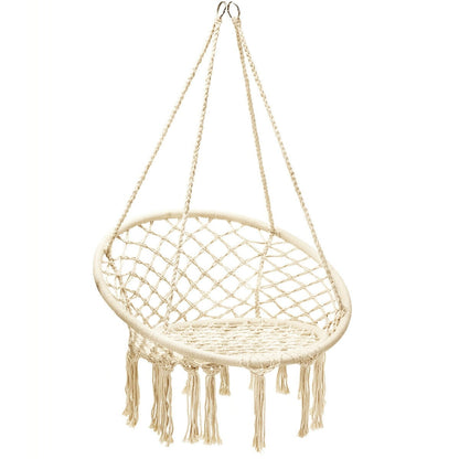 Hanging Macrame Hammock Chair, Handwoven Cotton Backrest, Natural Hammocks at Gallery Canada