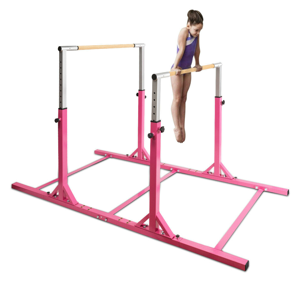 Kids Double Horizontal Bars Gymnastic Training Parallel Bars Adjustable, Pink Toy Sports at Gallery Canada