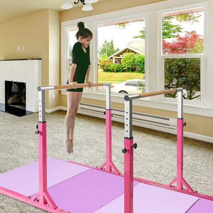 Kids Double Horizontal Bars Gymnastic Training Parallel Bars Adjustable, Pink Toy Sports at Gallery Canada