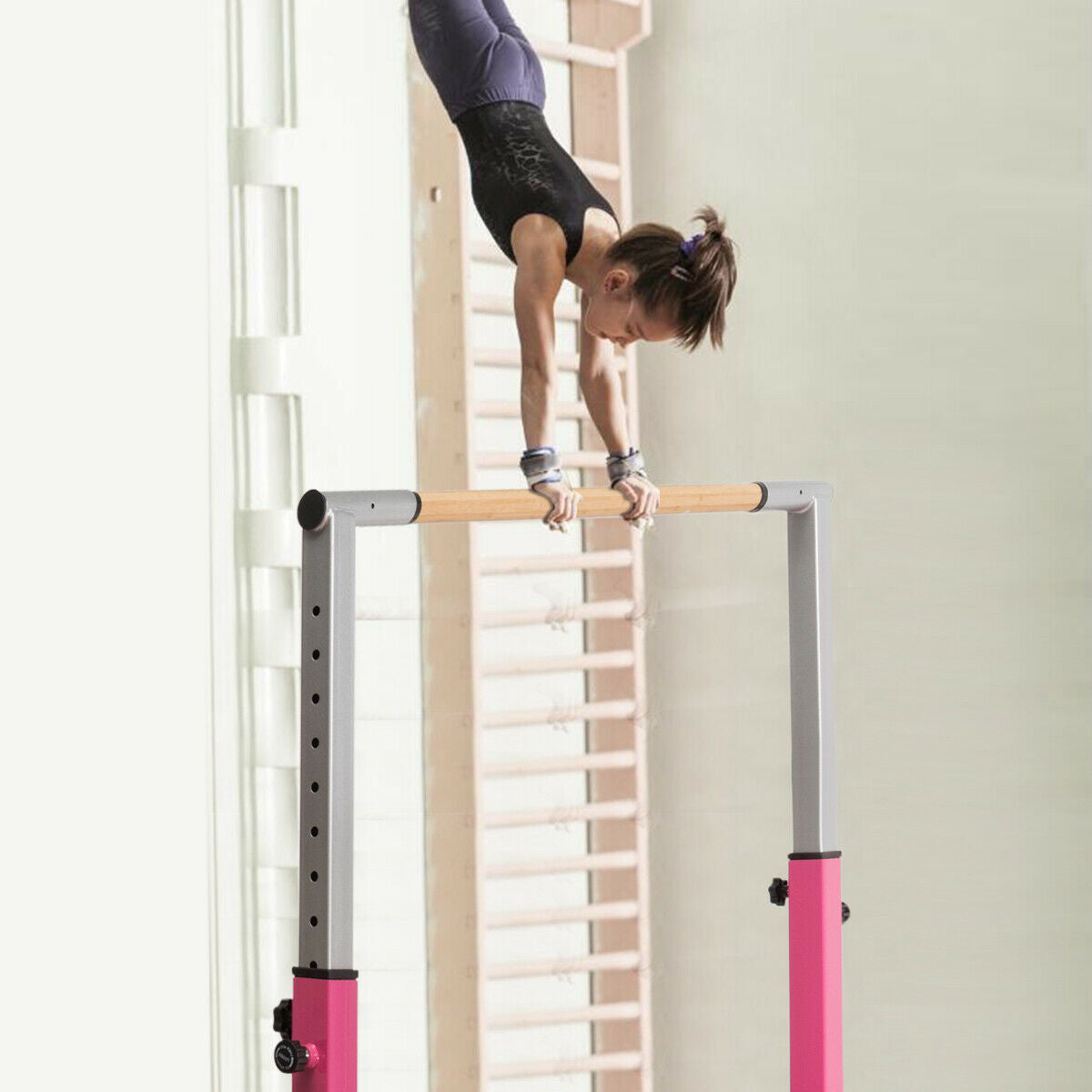 Kids Double Horizontal Bars Gymnastic Training Parallel Bars Adjustable, Pink Toy Sports at Gallery Canada