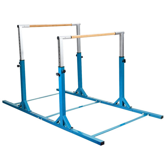 Kids Double Horizontal Bars Gymnastic Training Parallel Bars Adjustable, Blue - Gallery Canada