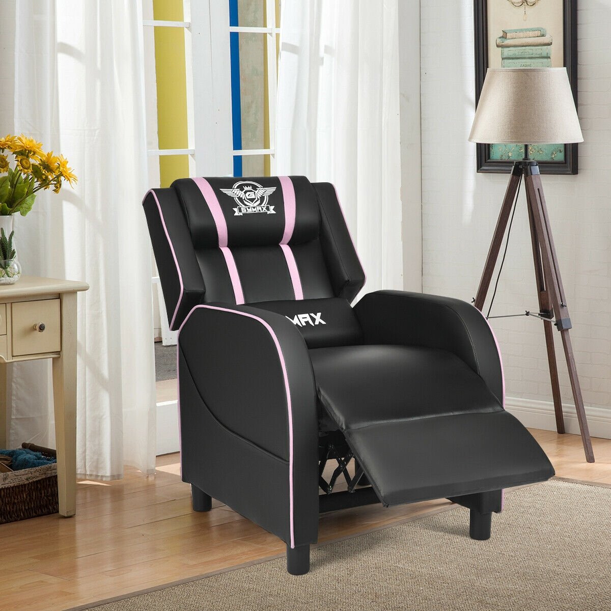 Massage Racing Gaming Single Recliner Chair, Pink - Gallery Canada
