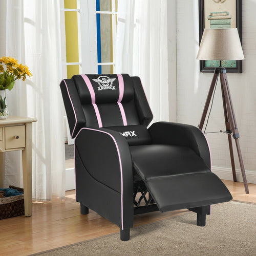 Massage Racing Gaming Single Recliner Chair, Pink