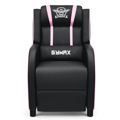 Massage Racing Gaming Single Recliner Chair, Pink