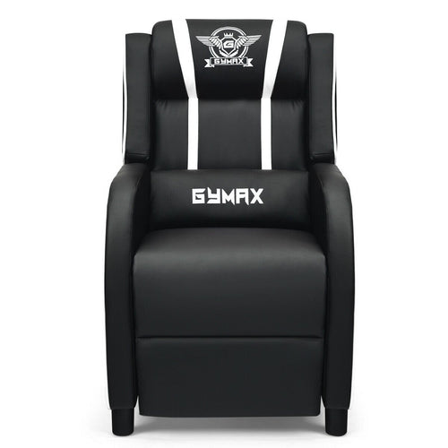 Massage Racing Gaming Single Recliner Chair, White