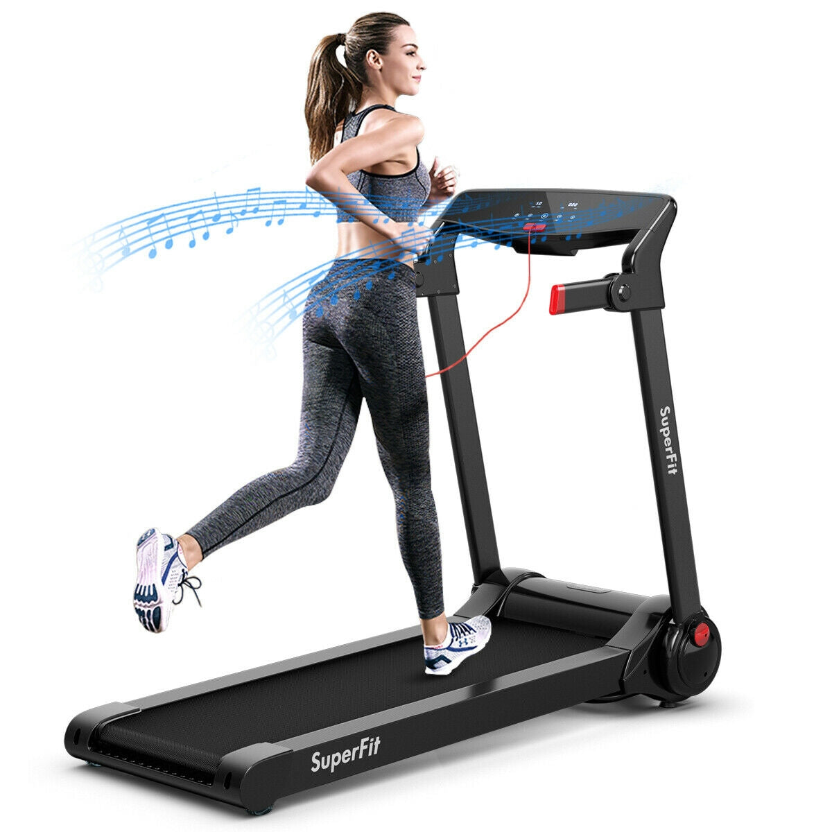 3HP Folding Electric Treadmill Running Machine, Red Treadmills at Gallery Canada