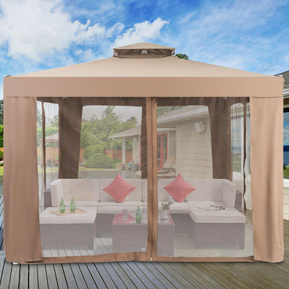 Canopy Garden Gazebo With Netting, Brown Gazebos at Gallery Canada