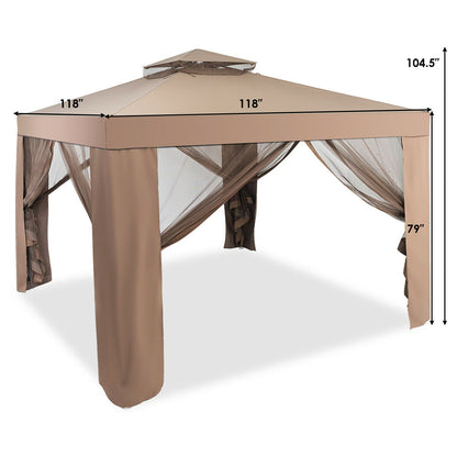 Canopy Garden Gazebo With Netting, Brown Gazebos at Gallery Canada