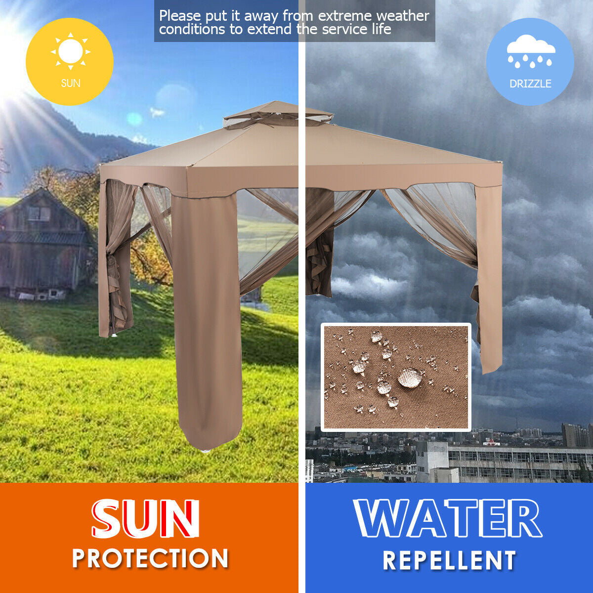 Canopy Garden Gazebo With Netting, Brown Gazebos at Gallery Canada