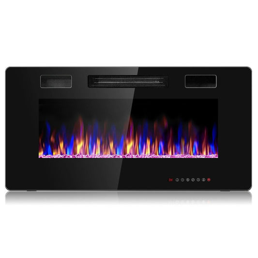 36 Inch Ultra Thin Wall Mounted Electric Fireplace, Black - Gallery Canada