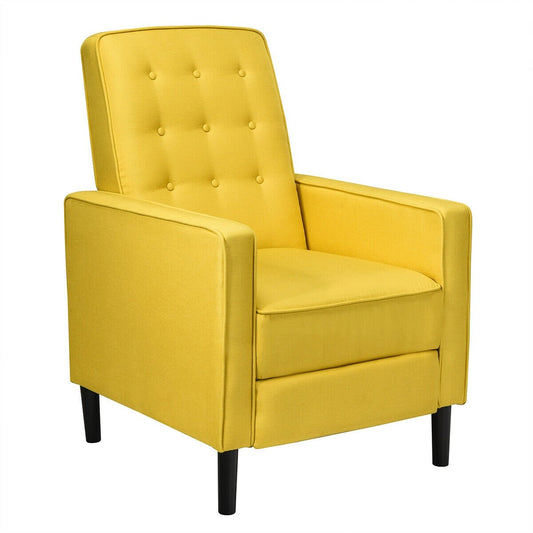 Mid-Century Push Back Recliner Chair, Yellow - Gallery Canada