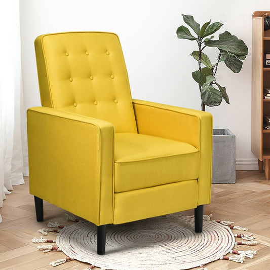 Mid-Century Push Back Recliner Chair, Yellow - Gallery Canada