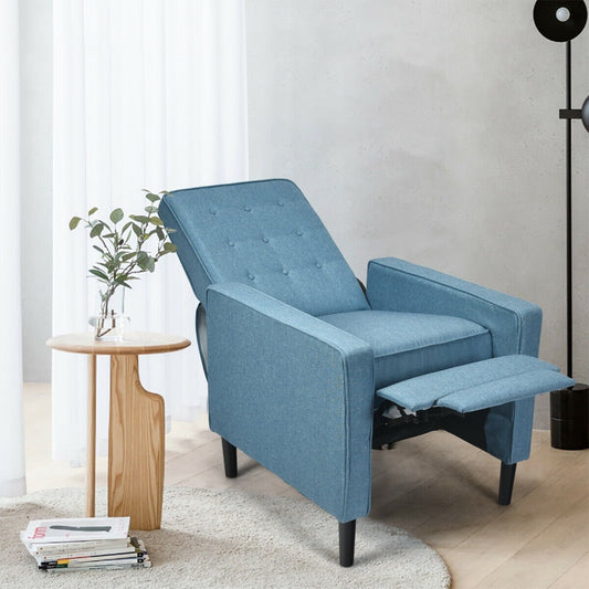 Mid-Century Push Back Recliner Chair, Blue - Gallery Canada