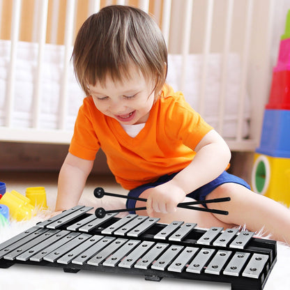 Foldable Aluminum Glockenspiel Xylophone 30 Note with Bag, Black