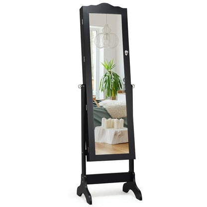 Mirrored Lockable Jewelry Cabinet Armoire Organizer Storage Box, Black Jewelry Armoires at Gallery Canada