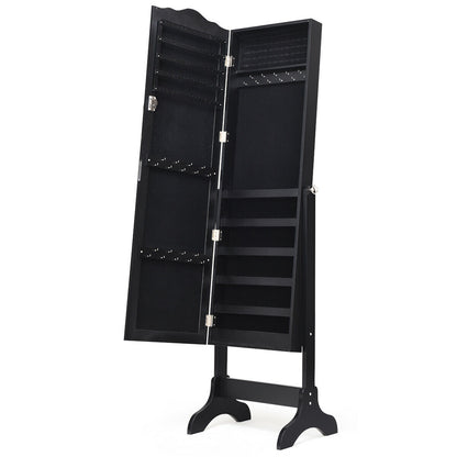 Mirrored Lockable Jewelry Cabinet Armoire Organizer Storage Box, Black Jewelry Armoires at Gallery Canada