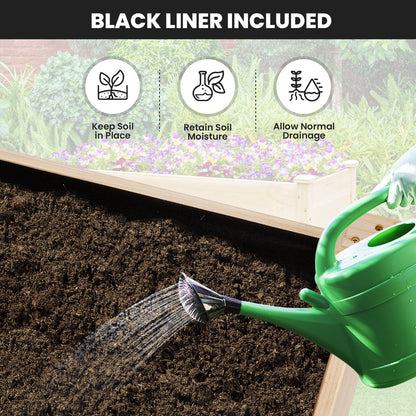 Wood Elevated Planter Bed with Lockable Wheels Shelf and Liner, Natural Raised Garden Beds at Gallery Canada