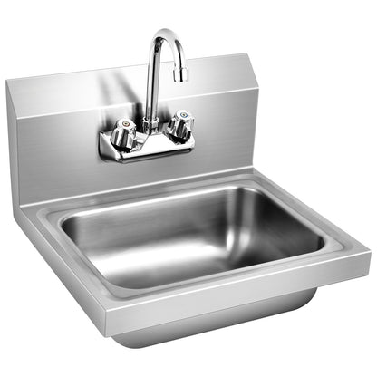 Stainless Steel Sink Wall Mount Hand Washing Sink with Faucet and Back Splash Kitchen Utensils Silver at Gallery Canada