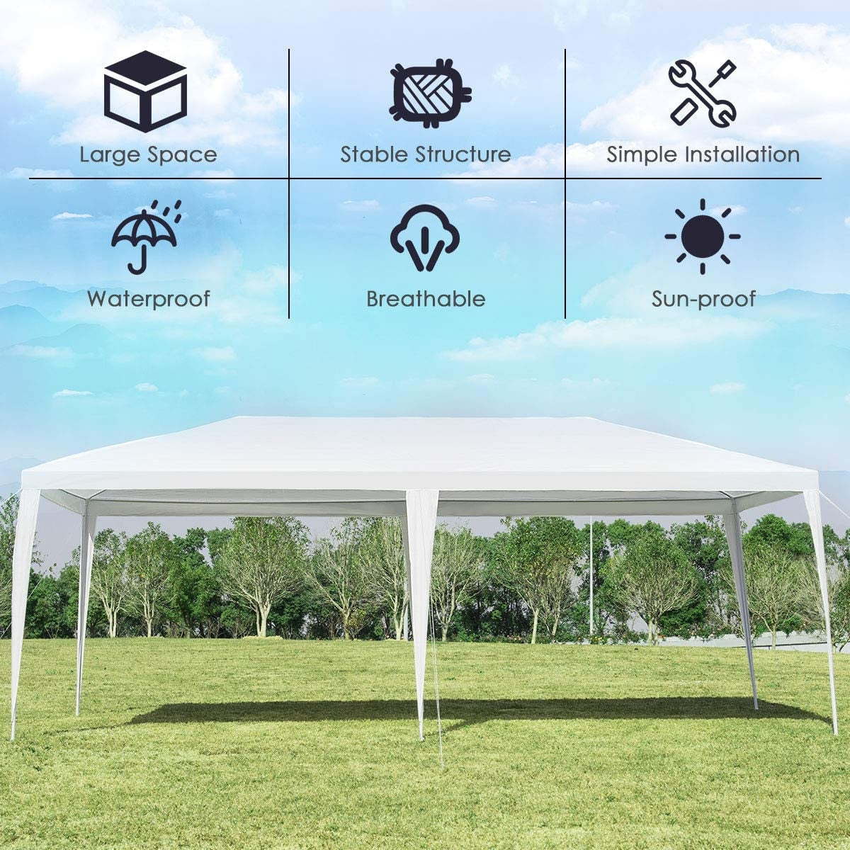 10 x 20 Feet Waterproof Canopy Tent with Tent Peg and Wind Rope Canopies at Gallery Canada