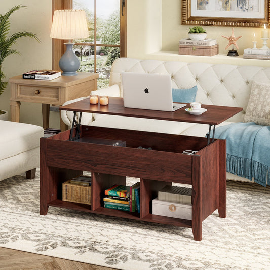 Lift Top Coffee Table with Storage Lower Shelf, Brown - Gallery Canada