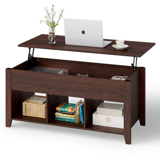 Lift Top Coffee Table with Storage Lower Shelf, Brown - Gallery Canada