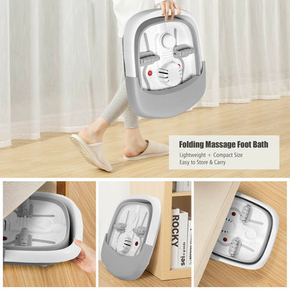 Foot Spa Bath Motorized Massager with Heat Red Light, Gray - Gallery Canada
