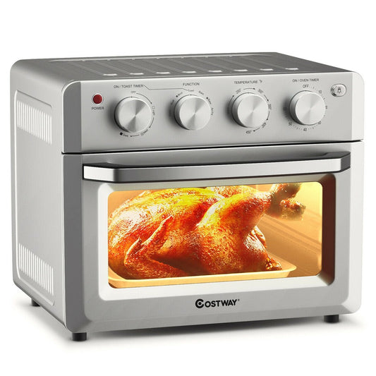 19 Qt Dehydrate Convection Air Fryer Toaster Oven with 5 Accessories, Silver - Gallery Canada