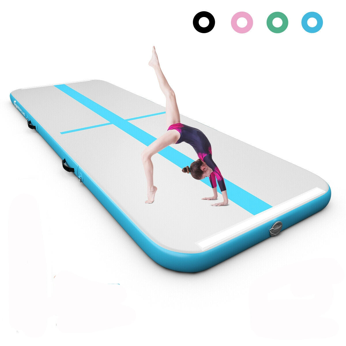 10 Feet Inflatable Gymnastics Tumbling Mat with Pump, Navy Yoga & Gym Mats at Gallery Canada