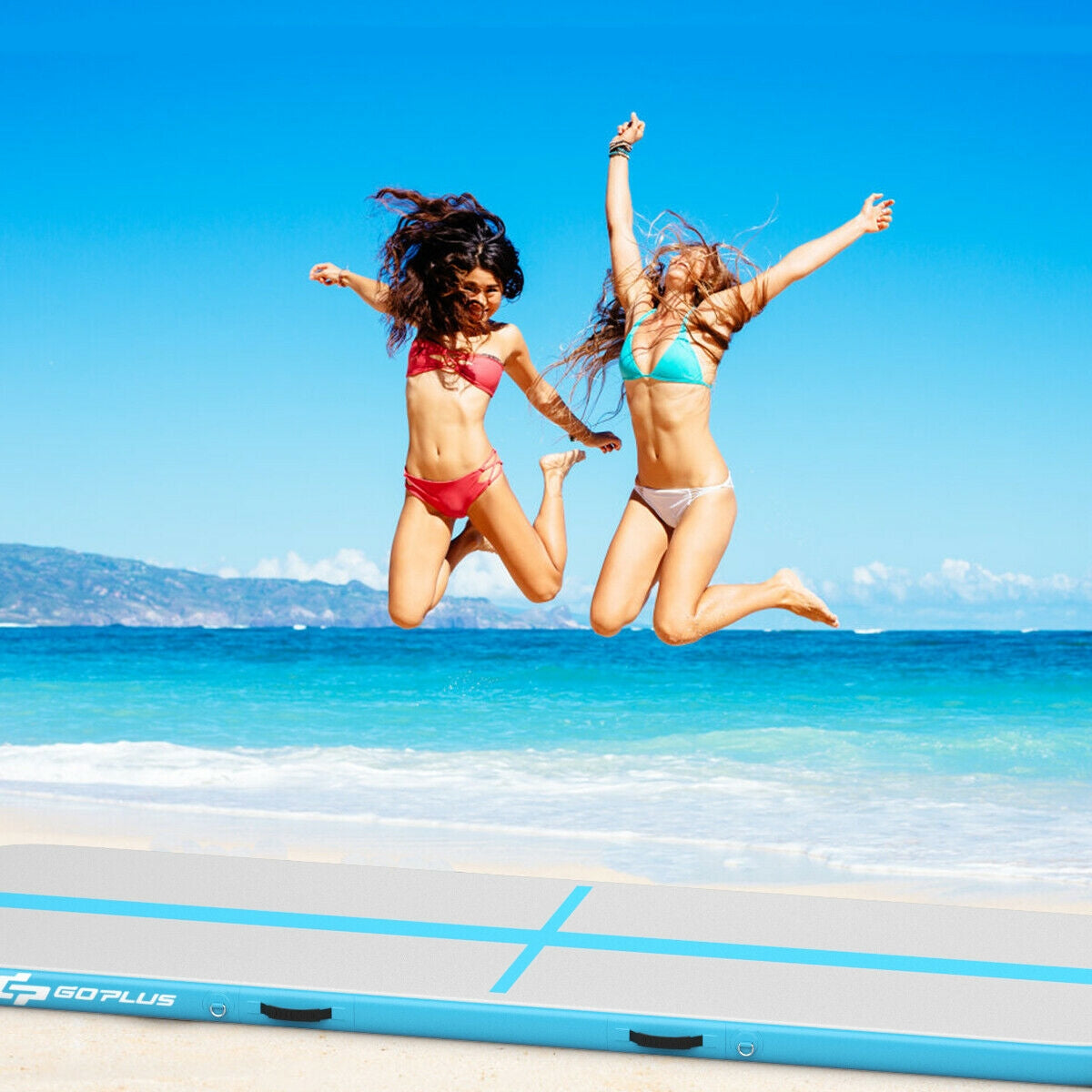 10 Feet Inflatable Gymnastics Tumbling Mat with Pump, Navy Yoga & Gym Mats at Gallery Canada