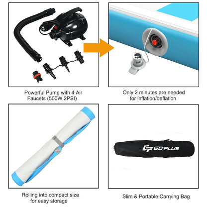 10 Feet Inflatable Gymnastics Tumbling Mat with Pump, Navy Yoga & Gym Mats at Gallery Canada