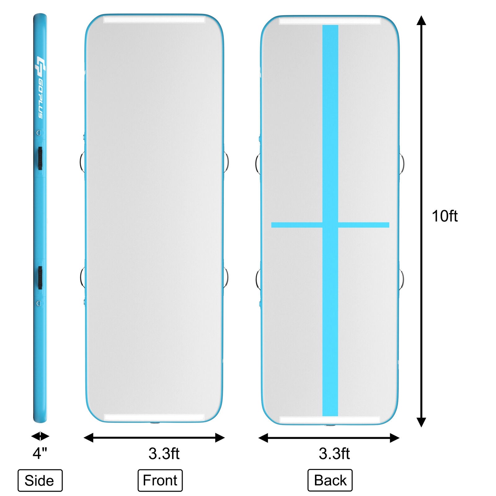 10 Feet Inflatable Gymnastics Tumbling Mat with Pump, Navy Yoga & Gym Mats at Gallery Canada