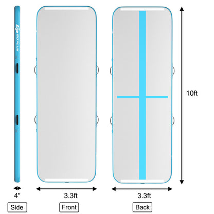 10 Feet Inflatable Gymnastics Tumbling Mat with Pump, Navy Yoga & Gym Mats at Gallery Canada