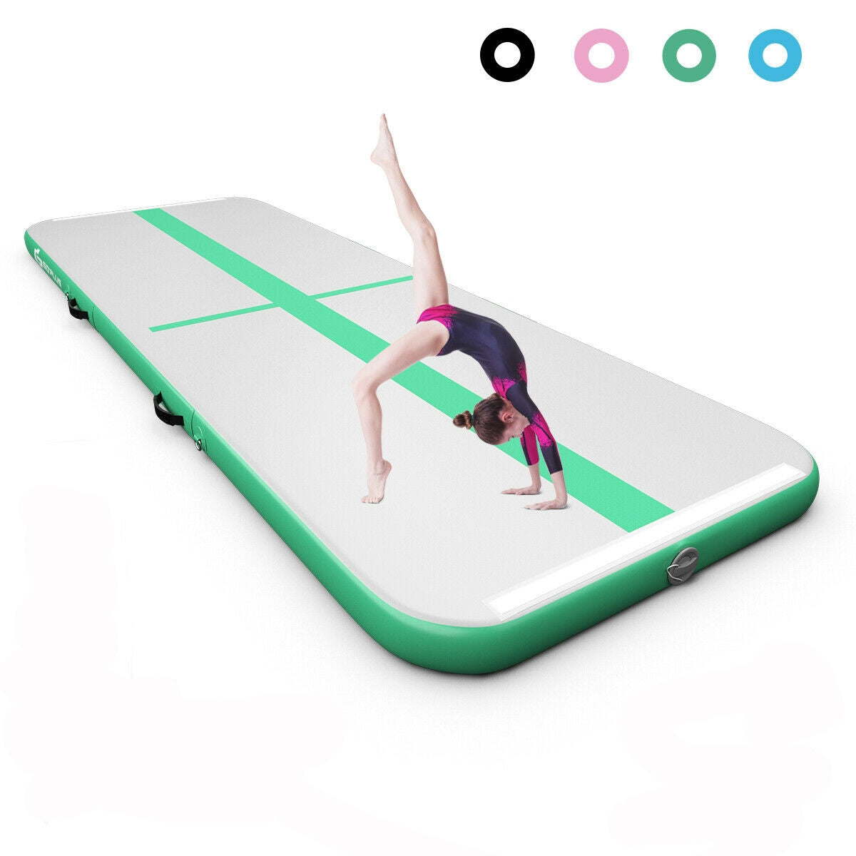 10 Feet Inflatable Gymnastics Mat, Green Yoga & Gym Mats Green at Gallery Canada