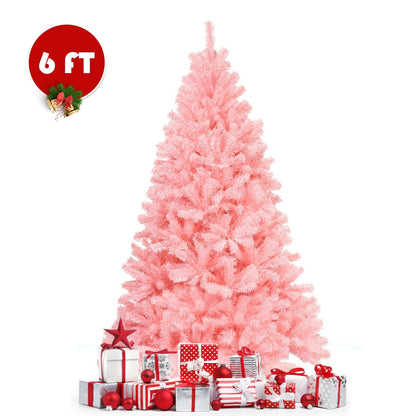 6 Feet Pink Artificial Hinged Spruce Full Christmas Tree with Foldable Metal Stand, Pink Christmas Tree at Gallery Canada