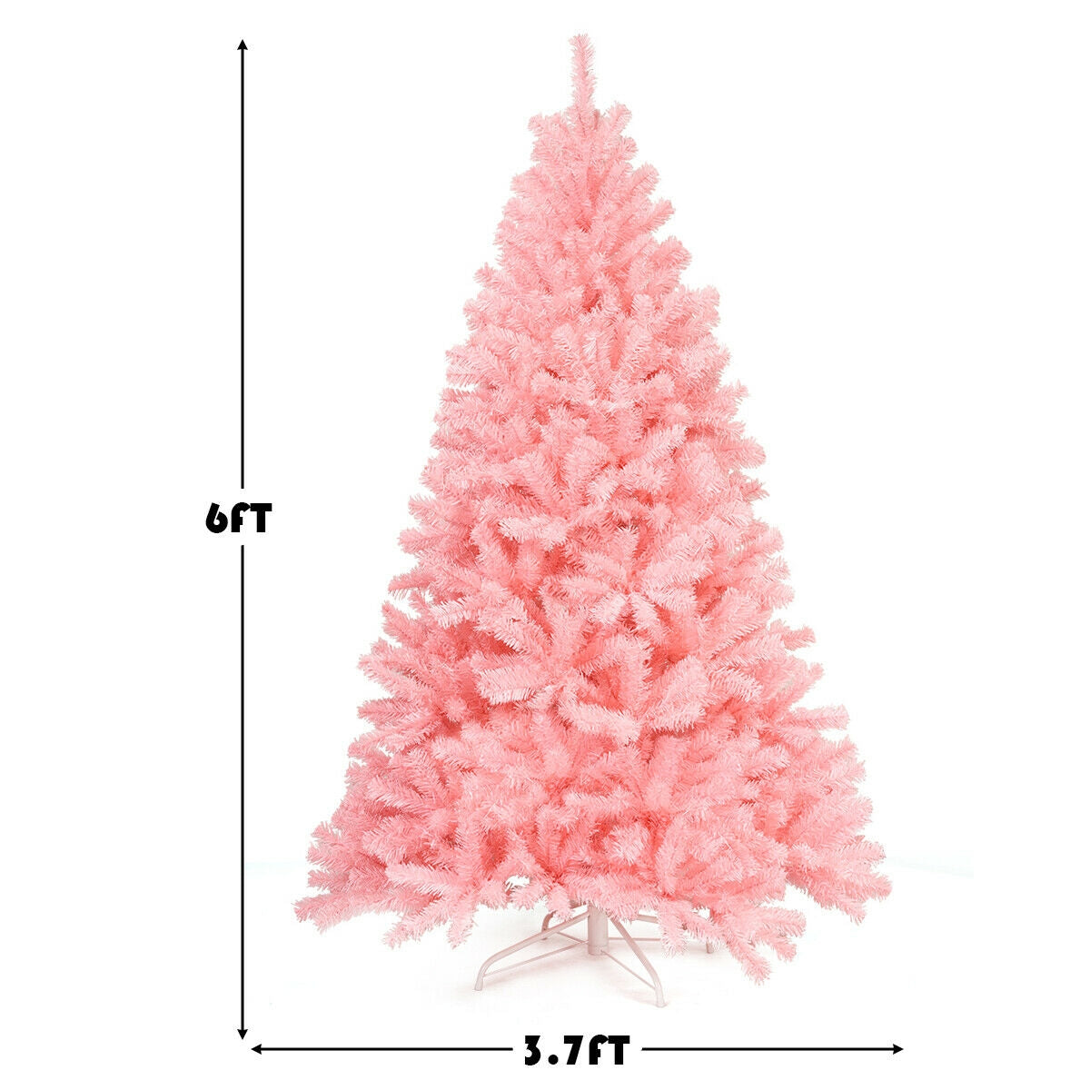 6 Feet Pink Artificial Hinged Spruce Full Christmas Tree with Foldable Metal Stand, Pink Christmas Tree at Gallery Canada