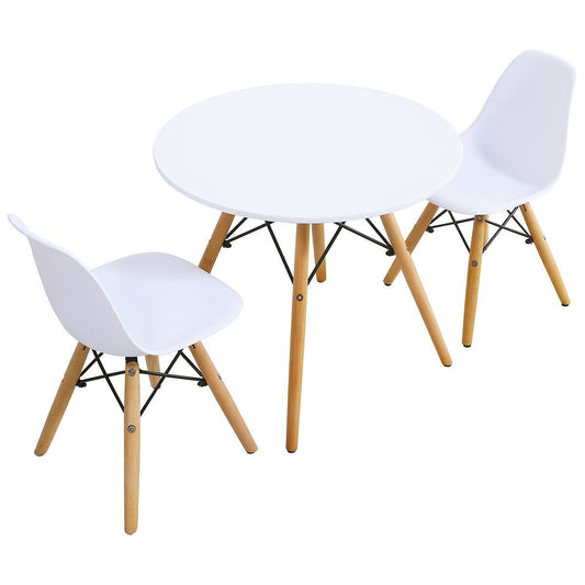 Kid's Modern Dining Table Set with 2 Armless Chairs, White - Gallery Canada