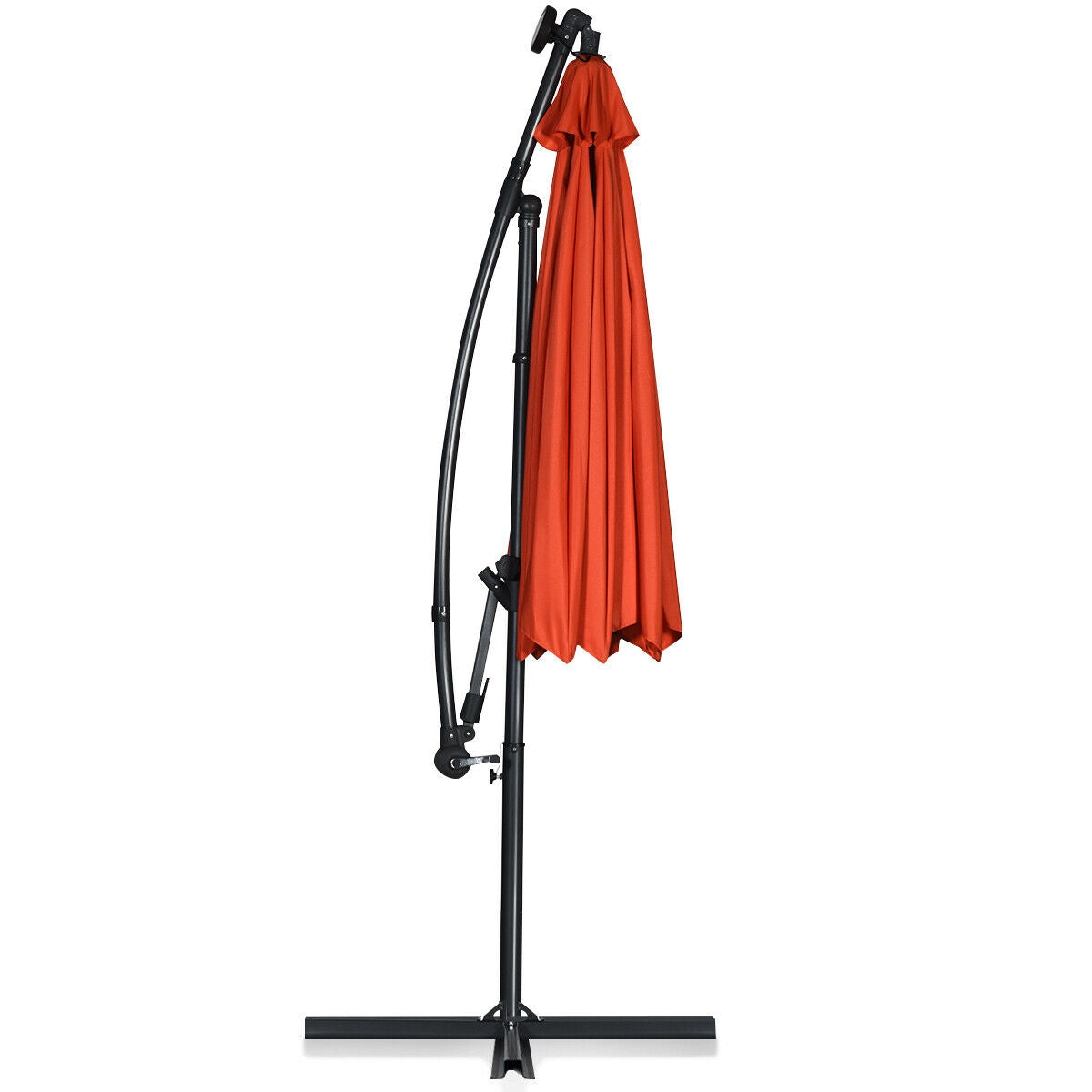 10 ft 360° Rotation Solar Powered LED Patio Offset Umbrella without Weight Base, Orange Outdoor Umbrellas at Gallery Canada