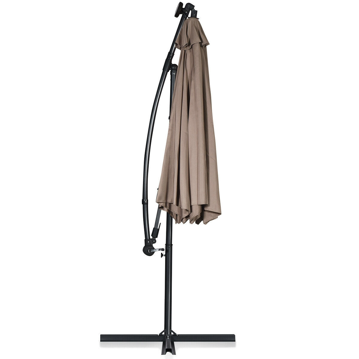 10 ft 360° Solar LED Patio Umbrella, Tan Outdoor Umbrellas at Gallery Canada