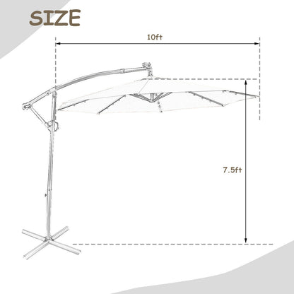10 ft 360° Solar LED Patio Umbrella, Tan Outdoor Umbrellas at Gallery Canada