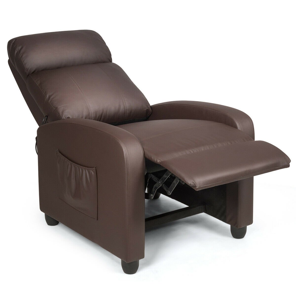 Recliner Sofa Wingback Chair with Massage Function, Brown - Gallery Canada
