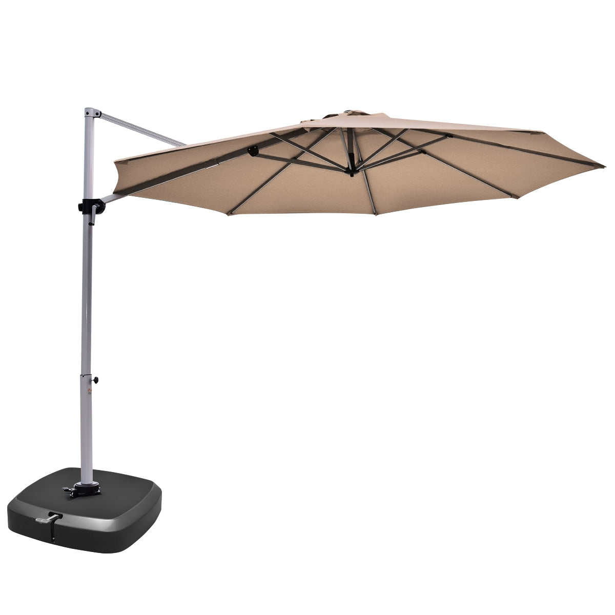 11 Feet Patio Offset Cantilever Umbrella 360° Rotation Aluminum Tilt, Tan Outdoor Umbrellas Tan at Gallery Canada