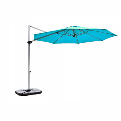 Parasol en porte-à-faux décalé pour patio de 11 pieds, rotation à 360°, inclinaison en aluminium, bleu