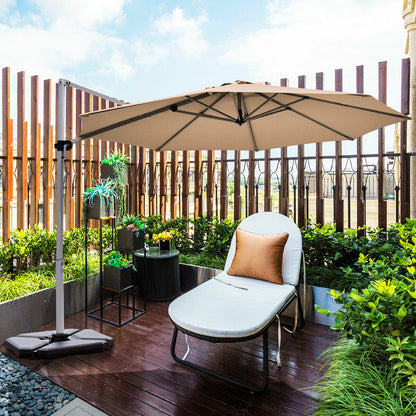 11 Feet Patio Offset Cantilever Umbrella, 360 Rotation Aluminum Tilt, Beige Outdoor Umbrellas at Gallery Canada