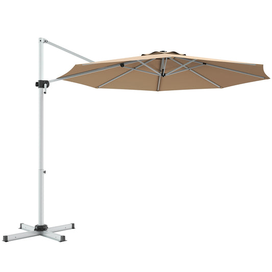 11 Feet Patio Offset Cantilever Umbrella, 360 Rotation Aluminum Tilt, Beige Outdoor Umbrellas Beige at Gallery Canada