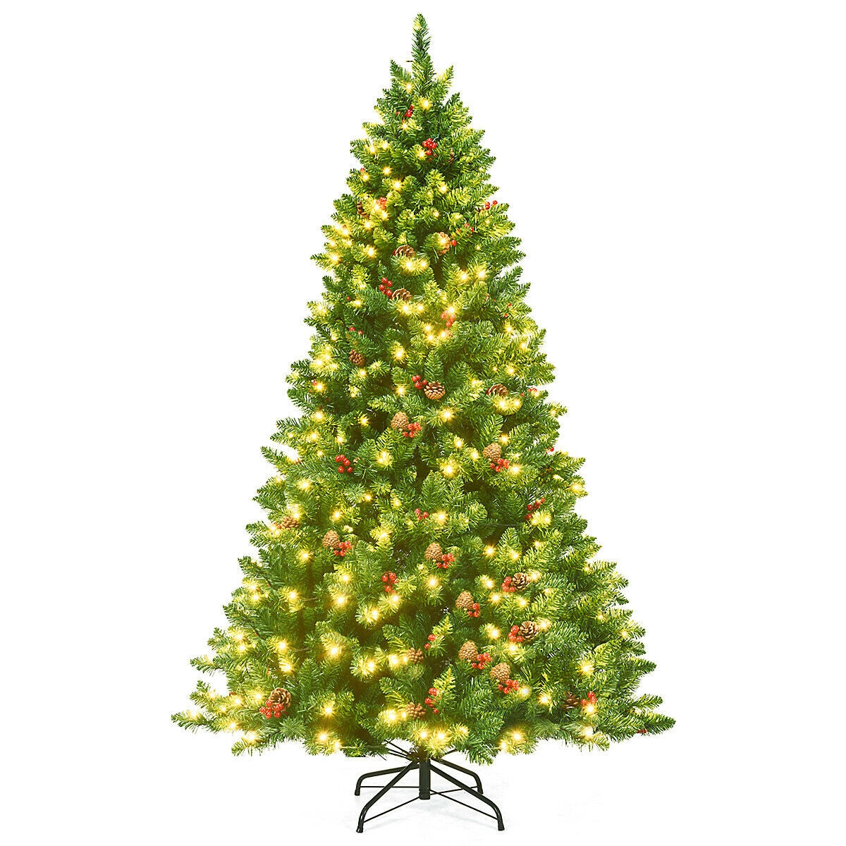 6.5 Feet Pre-Lit Hinged Christmas Tree, LED Lights, Green